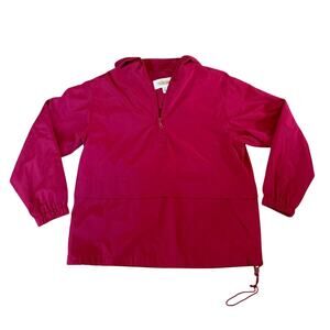 Talbots Pullover Windbreaker 1/4 Zip Lightweight Hooded Jacket Size Medium Red